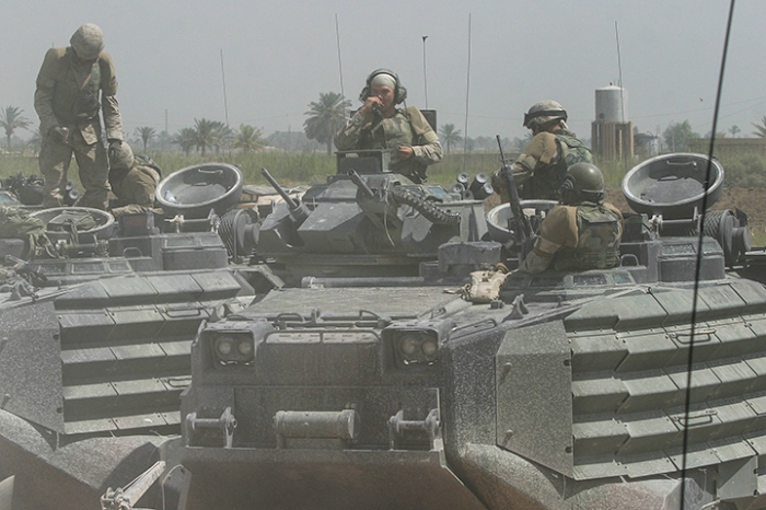 1st Battalion/2d Marines AAV section arrives in Iskandariyah, July 21, 2004
